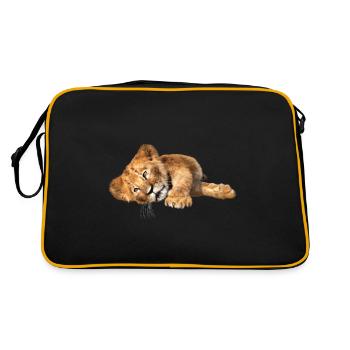 Lion dort, enfant lion, bébé lion - Sac Retro - noir/or - Dos