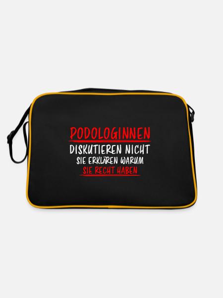 Podologin Lustige Spruch Fuß Nagelstudio Geschenk - Retro Tasche - Schwarz/Gold - Hinten