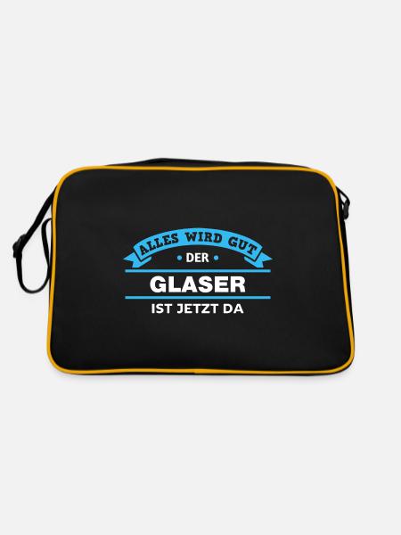 Glaser Design für stolze Handwerker - Retro Tasche - Schwarz/Gold - Hinten