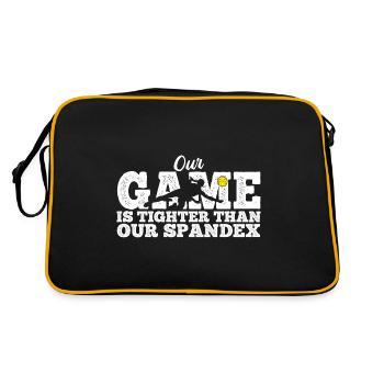Volleyballer Spruch Für Volleyballspiel Volleyball - Retro Tasche - Schwarz/Gold - Hinten
