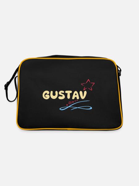 Geschenk Gustav - Retro Tasche - Schwarz/Gold - Hinten