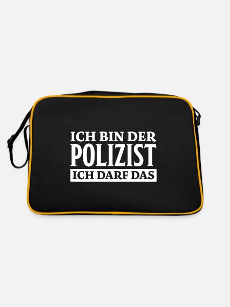 Polizist Spruch Polizei Lustiges Polizist Geschenk - Retro Tasche - Schwarz/Gold - Hinten