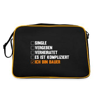 Landwirtschaft Landwirt Traktor Bauernhof Bauer - Retro Tasche - Schwarz/Gold - Hinten