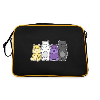 Nonbinary Flag Hippo Design for Proud Enbys - Retro Bag - black/gold - Back