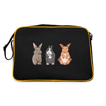 Süße Kaninchen Design für Hasen Besitzer - Retro Tasche - Schwarz/Gold - Hinten