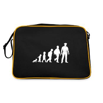 Polizei Evolution Baby Kind Geburt Geschenk - Retro Tasche - Schwarz/Gold - Hinten