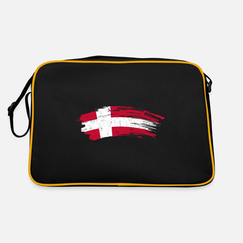 Dänemark Land Flagge Heimat Geschenk - Retro Tasche - Schwarz/Gold