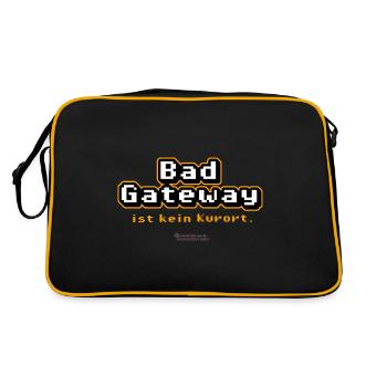 Admin Spruch Bad Gateway - Retro Tasche - Schwarz/Gold - Hinten