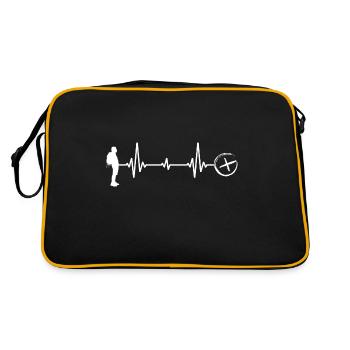 geocache geocaching schnitzeljagd - Retro Tasche - Schwarz/Gold - Hinten