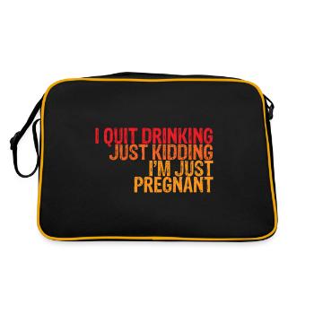 I Quit Drinking, Just Kidding I'm Just Pregnant 3 - Retro Tasche - Schwarz/Gold - Hinten