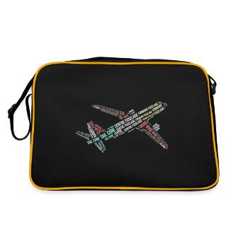 Aviation Flugzeug Pilot Plane Spotting - Retro Tasche - Schwarz/Gold - Hinten