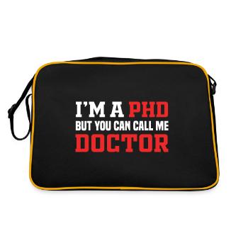 Funny Doctor I'm A PHD But You Can Call Me Doctor - Retro Tasche - Schwarz/Gold - Hinten