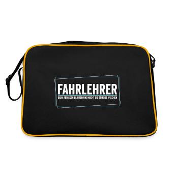 Fahrlehrer - Beim Abbiegen blinken nicht wischen - Retro Tasche - Schwarz/Gold - Hinten