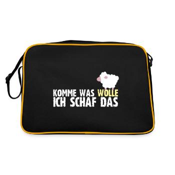 Komme Was Wolle Ich Schaf Das Baumwolle Bauer - Retro Tasche - Schwarz/Gold - Hinten