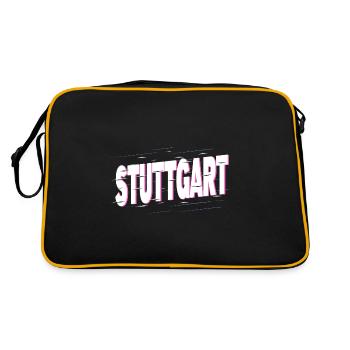 Stuttgart Deutschland Stadt Schrift Heimat Liebe - Retro Tasche - Schwarz/Gold - Hinten