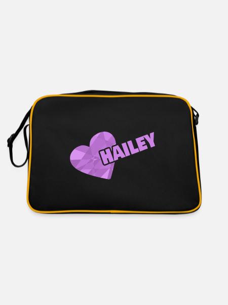 Geschenk für Hailey - Retro Tasche - Schwarz/Gold - Hinten