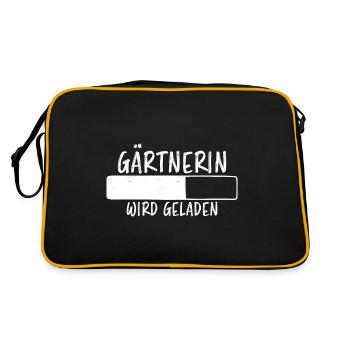 Gärtnerin Spruch Blume Lustiges Gärtnerin Geschenk - Retro Tasche - Schwarz/Gold - Hinten