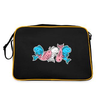Trans Flag Fish Design for Trans People - Retro Bag - black/gold - Back