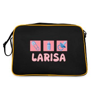 Larisa als Schnuller - Retro Tasche - Schwarz/Gold - Hinten