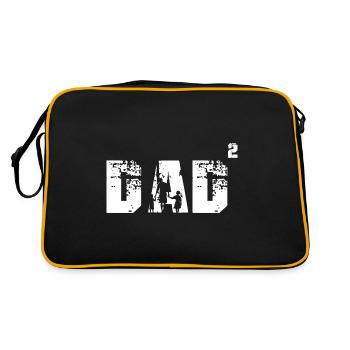 Father two children Daughter Son Funny Dad - Retro Bag - black/gold - Back