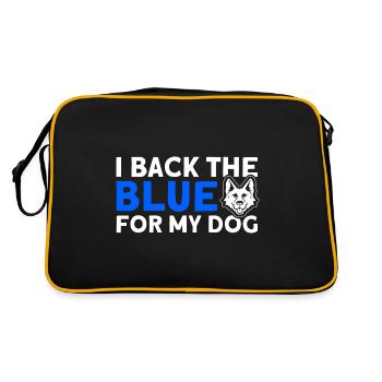 Deutscher Schäferhund Polizeihund Polizei Hund - Retro Tasche - Schwarz/Gold - Hinten