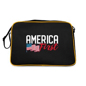 America First Gedenktag Vierter Juli USA Amerikani - Retro Tasche - Schwarz/Gold - Hinten