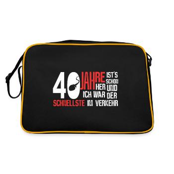 40. Geburtstag - schnellster im Verkehr - Retro Tasche - Schwarz/Gold - Hinten