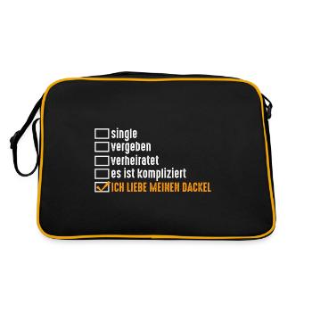 Hund Dackel - Retro Tasche - Schwarz/Gold - Hinten