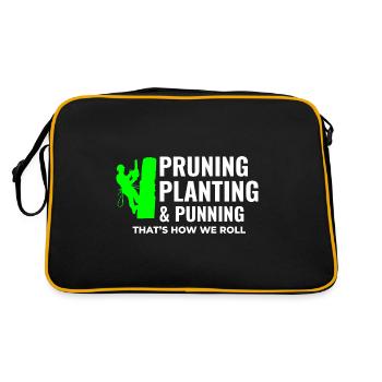 Baumpfleger Baumchirurg Kletterer Klettertrimmer - Retro Tasche - Schwarz/Gold - Hinten