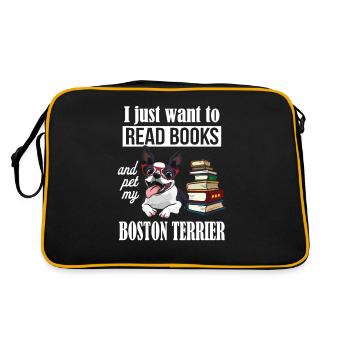 Boston Terrier - Retro Tasche - Schwarz/Gold - Hinten