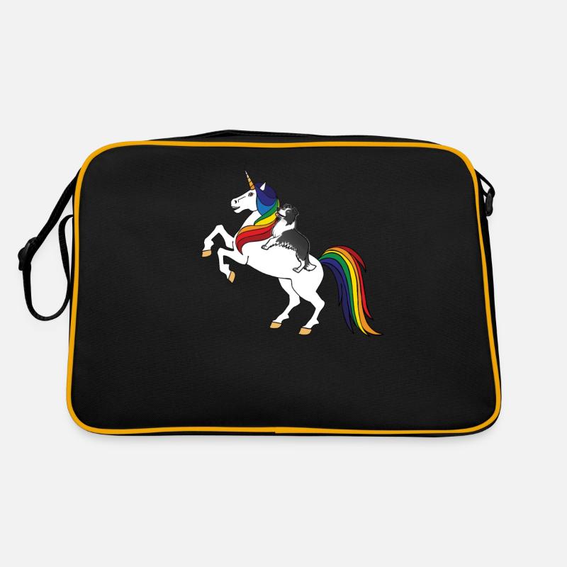 Border Collie - Retro Tasche - Schwarz/Gold