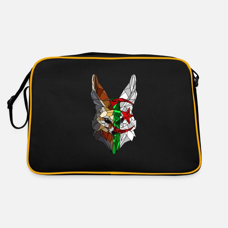 Fennec et drapeau de l'Algérie en polysphère - Sac Retro - noir/or