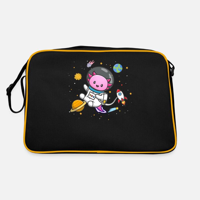Axolotl - Retro Tasche - Schwarz/Gold