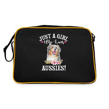 Blue Merle Australian Shepherd - Retro Bag - black/gold - Back