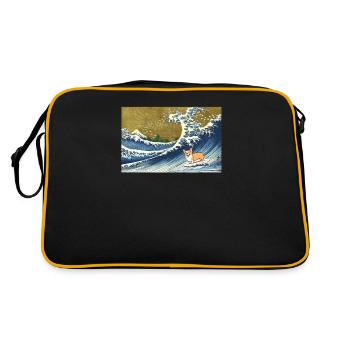 Corgi chien surfer La Grande Vague - Sac Retro - noir/or - Dos