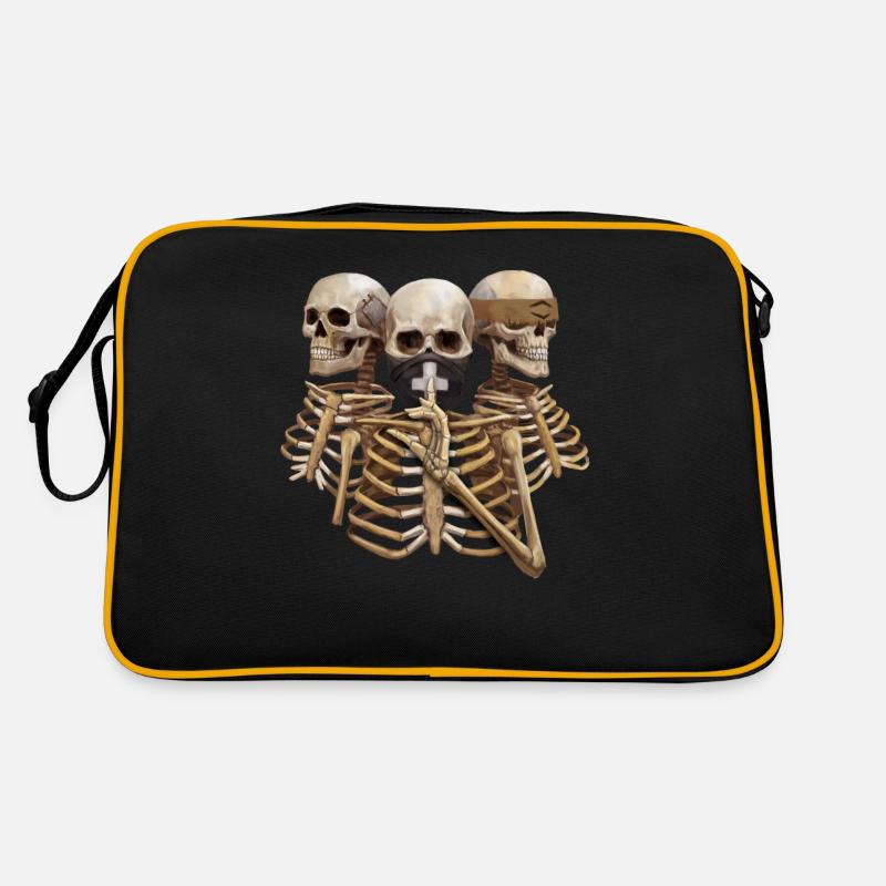 Skeleton Hear No Evil. Speak No Evil. See No Evil Retro Bag