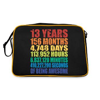 Cadeau du 13e anniversaire, Garçons Filles Adolescents, 13 ans - Sac Retro - noir/or - Dos