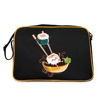 Sushi Anime I Japanese Food I Kawaii Sushi - Retro Bag - black/gold - Back