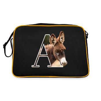 A Ane alphabet animal - Retro Tasche - Schwarz/Gold - Hinten