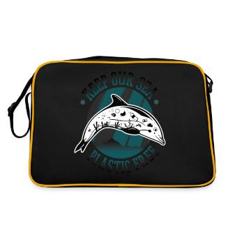 Keep our sea plastic free save the dolphins - Retro Bag - black/gold - Back
