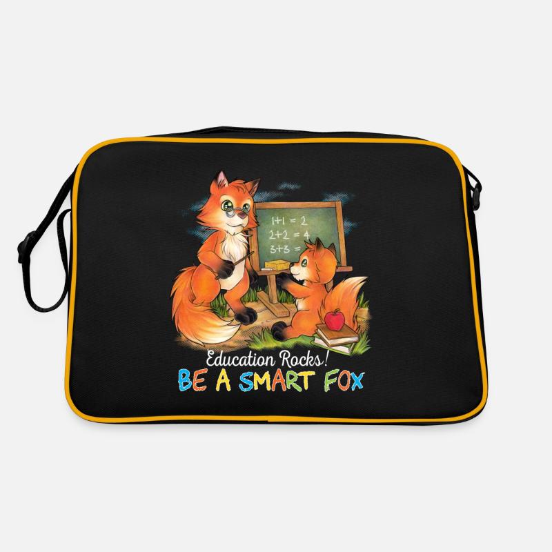 Education Rocks! Be a smart Fox - gift idea - Retro Bag - black/gold