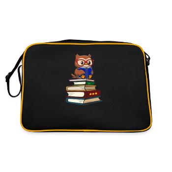 Eule - Retro Tasche - Schwarz/Gold - Hinten