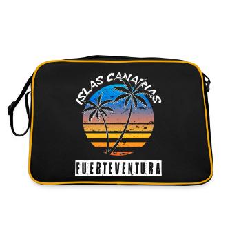 Fuerteventura Sommer Sonne Strand Meer Palmen - Retro Tasche - Schwarz/Gold - Hinten