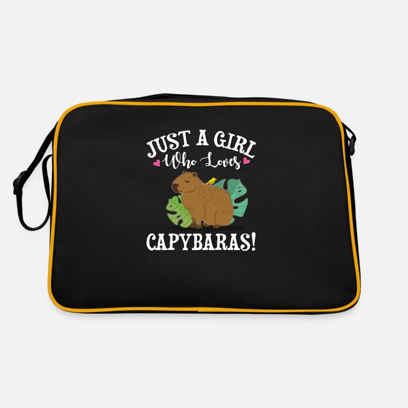 Capybara - Retro Tasche - Schwarz/Gold