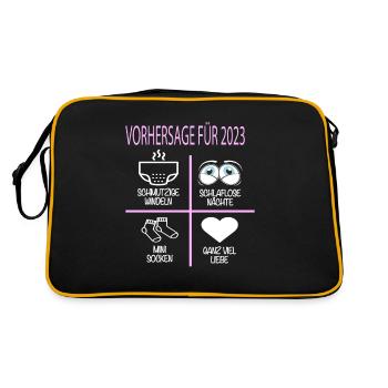 Vorhersage 2023 Werdender Papa Werdende Mama - Retro Tasche - Schwarz/Gold - Hinten