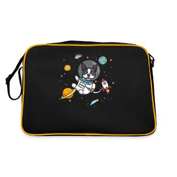 Boston Terrier - Retro Tasche - Schwarz/Gold - Hinten
