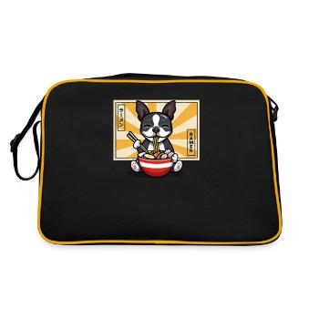 Boston Terrier - Retro Tasche - Schwarz/Gold - Hinten