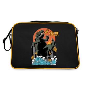 Giant Dinosaur Sunset Japanese - Retro Bag - black/gold - Back