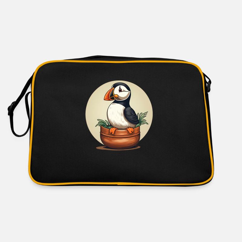 Papageientaucher - Retro Tasche - Schwarz/Gold