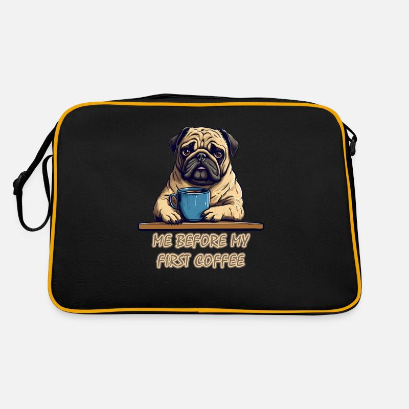 Mops und Kaffee Retro Tasche